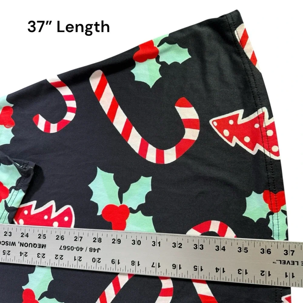 Christmas Holiday Long Sleeve Stretchy Black Dress Candy Canes Women Sz XXL - Picture 10 of 10